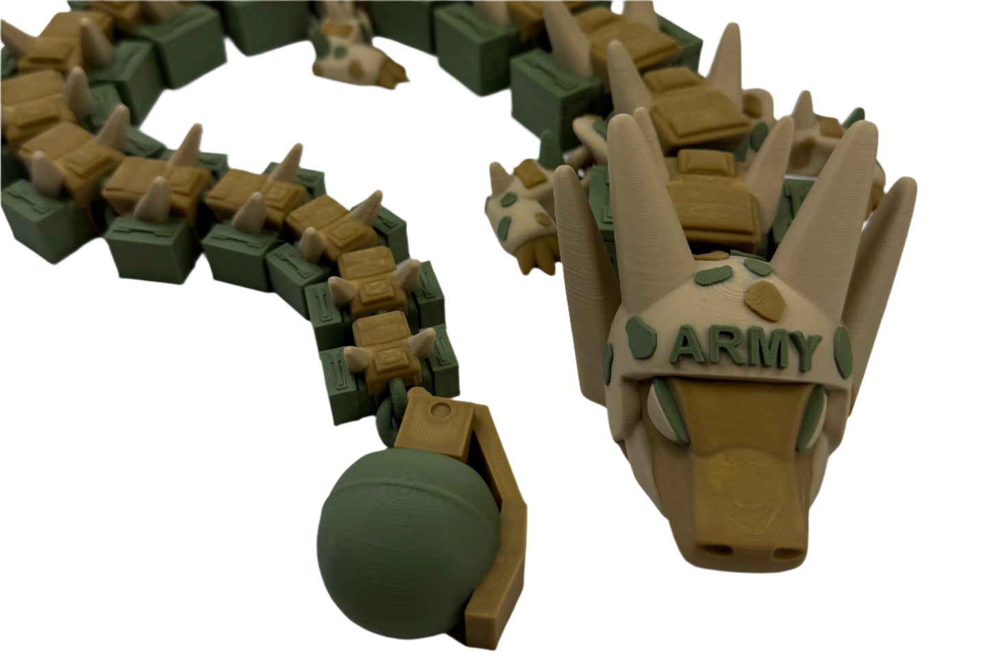 Desert Camo Dragon, 26 inches long – 3D Printed