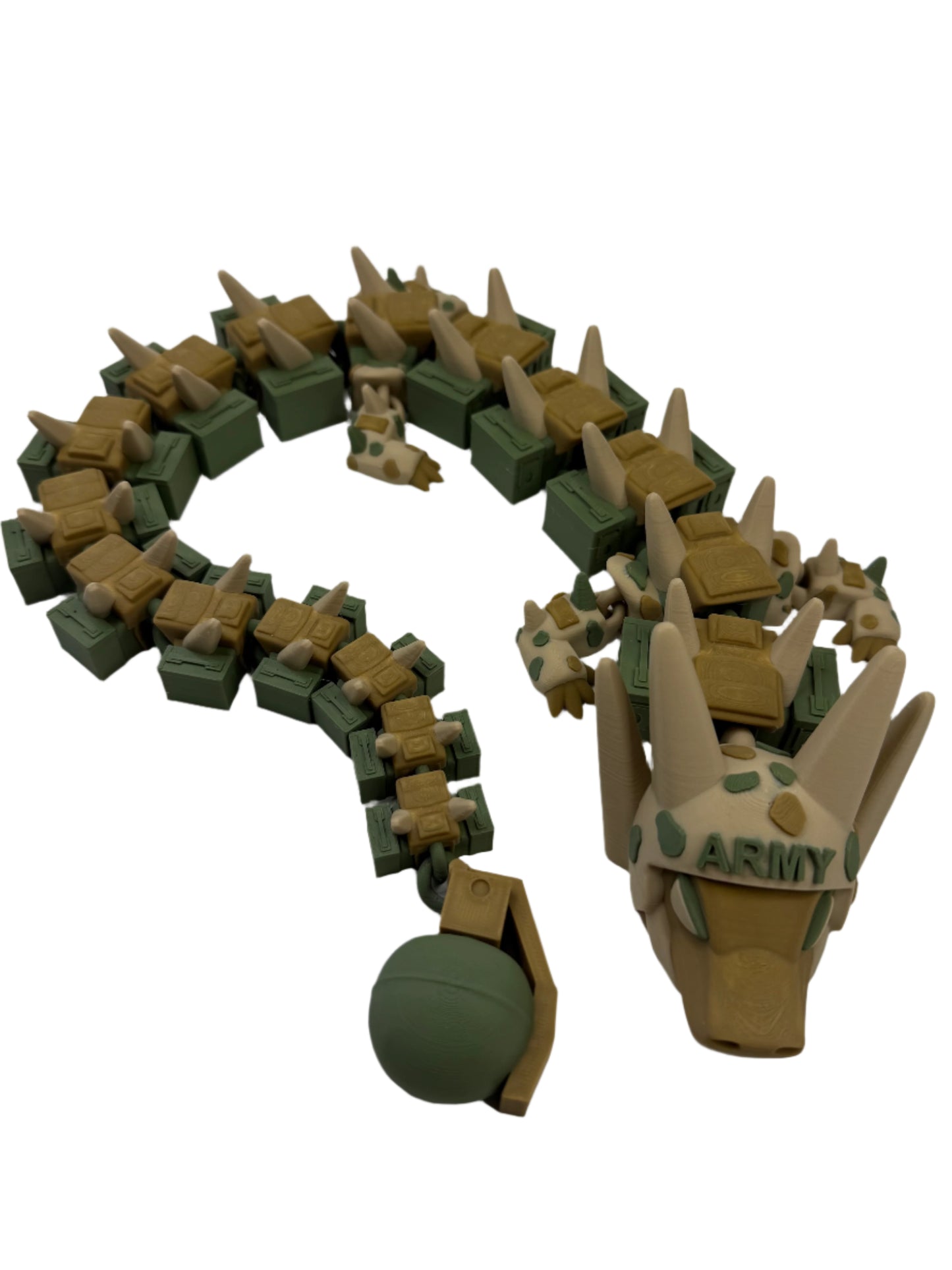 Desert Camo Dragon, 26 inches long – 3D Printed