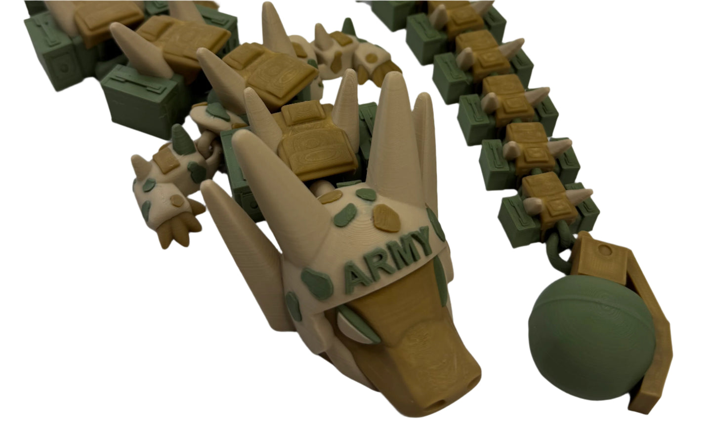 Desert Camo Dragon, 26 inches long – 3D Printed