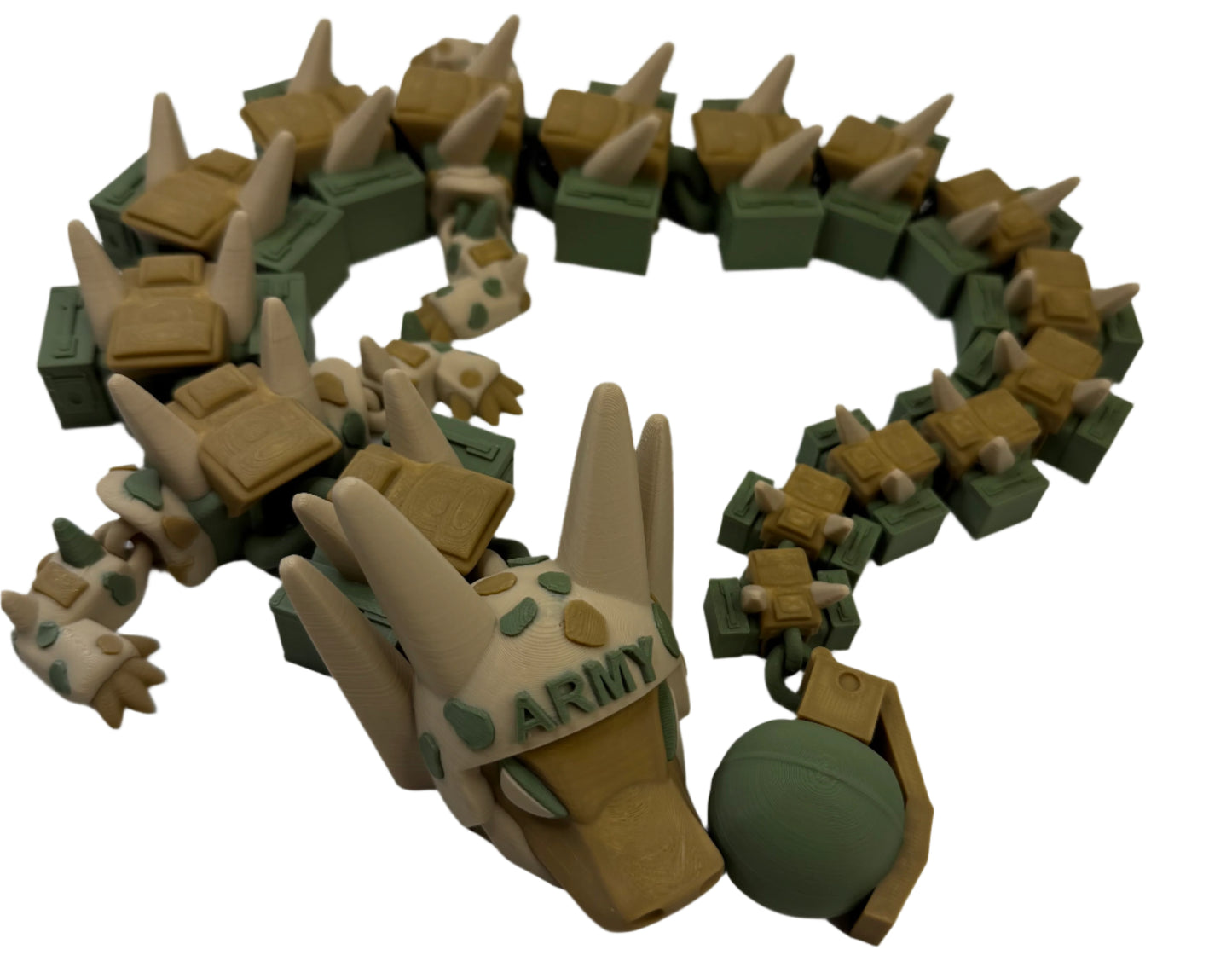 Desert Camo Dragon, 26 inches long – 3D Printed